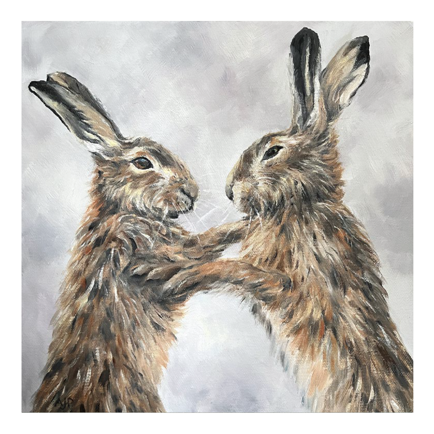 "Boxing Hares" Greetings Card
