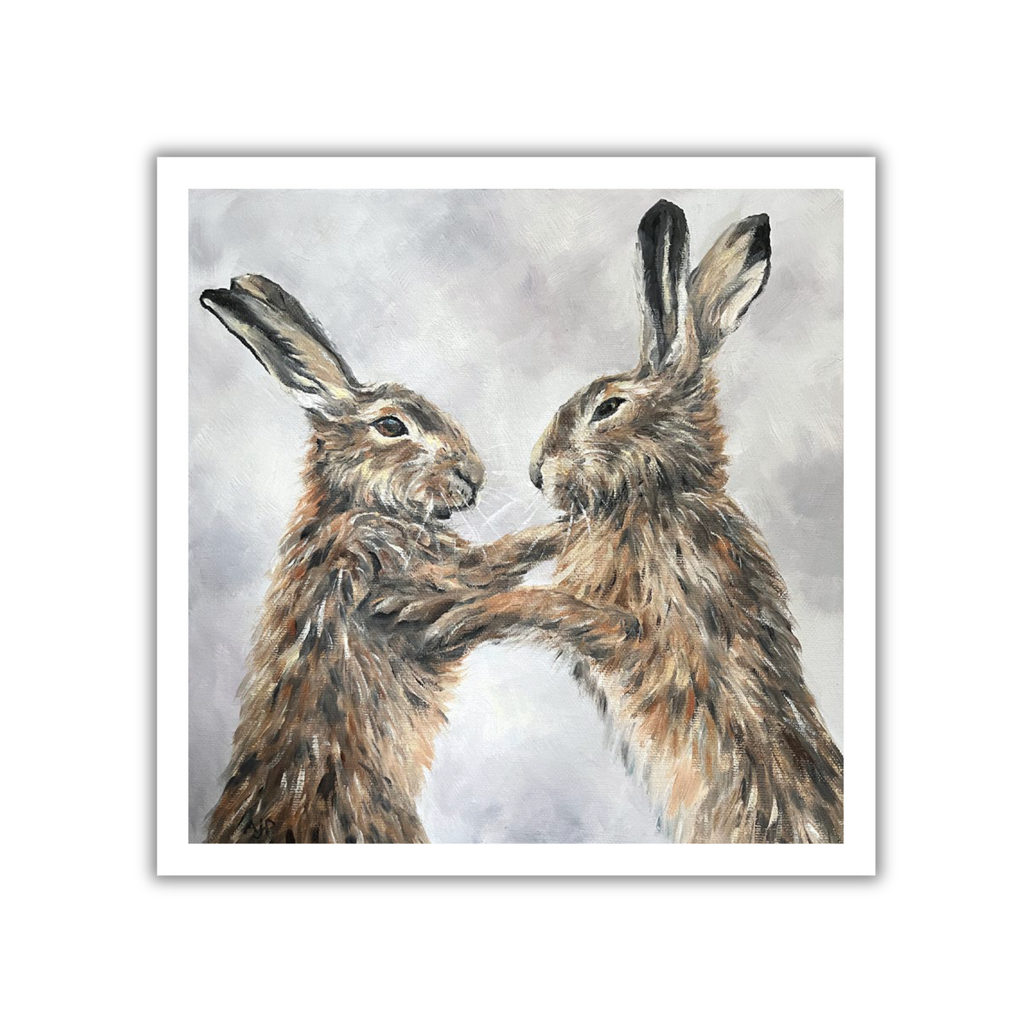 "Boxing Hares" Greetings Card