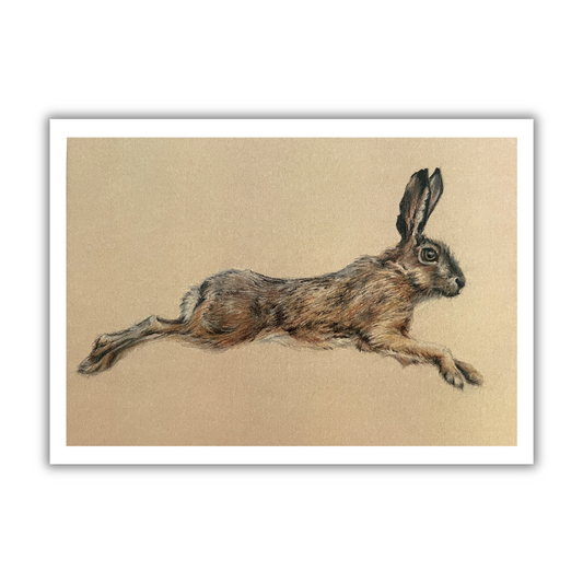 "Leaping Hare" Greetings Card